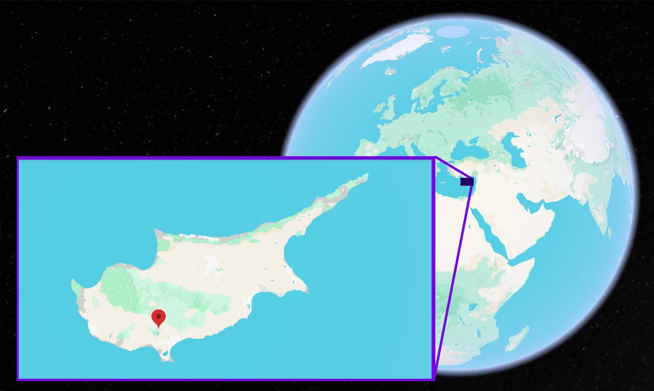 Alassa shown on the globe