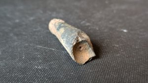 Orthoceratoid - 3-4cm. Cross-section. The siphuncle and the convex wall of the chamber can be seen